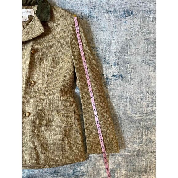 Vintage Jones New York Wool Silk Double Breasted Blazer Velvet Collar Size 12 - Picture 11 of 12